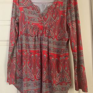 Red paisley print top